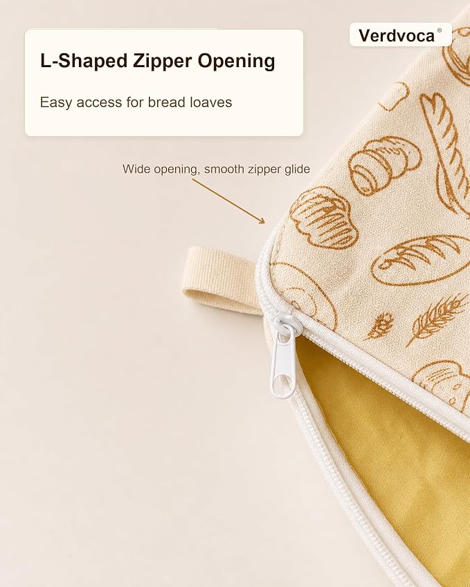 Beeswax Bread Bags for Sourdough, 2 Pack XL Reusable Organic Cotton Bread Storage Bags with Zipper, Natural Bees Wax Bread Bag for Homemade Bread, Freezer Friendly Food Storage, Keep Fresh