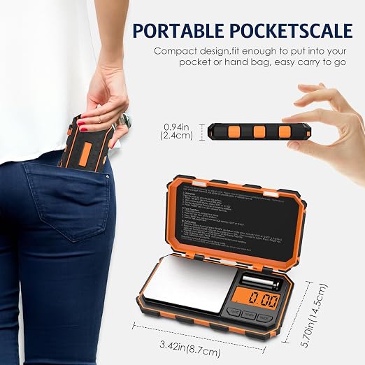 Digital Gram Scale, 200g x 0.01g Pocket Scale, Mini 6 Units Jewelry Scale with LCD Display, Tare Function for Food, Jewelry, Coin, Coffee,with 50g Calibration Weight(Battery Included)