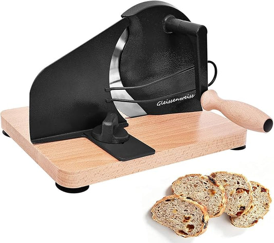 Stainless Steel Bread Slicer, Manual Sourdough Bread Cutter with Hand Crank and Adjustable Thickness, Bread Slicing Tool for Homemade Loaves, Toast, Bagels and Bakery Use