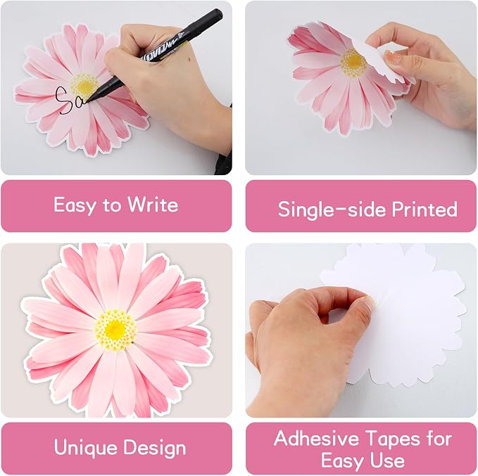 Vuzvuv 63Pcs Spring Flowers Cutouts Paper with 100Pcs Glue Points for Wall Bulletin Board Decorations or Theme Party or Classroom Decor Supplies