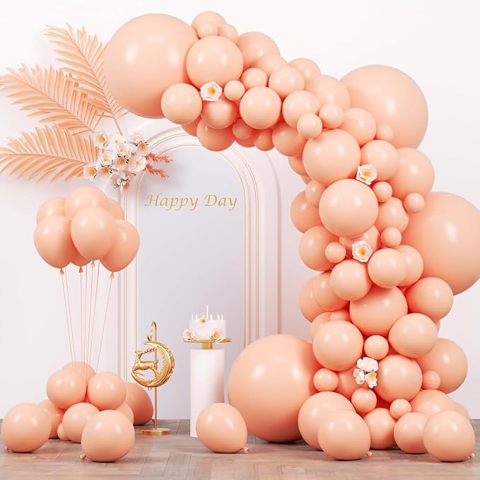 Voircoloria 130pcs Pastel Orange Balloons Different Sizes 18" 12" 10" 5" Peach Latex Balloon Garland Arch Kit for Birthday Baby Shower Graduation Wedding Gender Reveal Party Decorations
