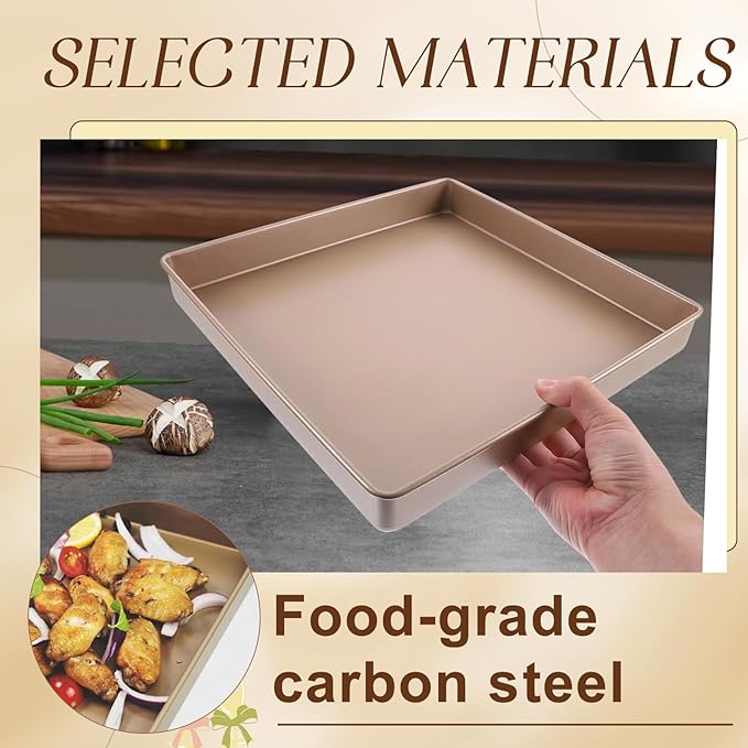 11 Inch Square Cake Pan, Deep Baking Pan Nonstick Cookie Sheet Brownie Cake Pa Toaster Oven Pans Bakeware, Easy Clean & Food Safe - Send Goods From Local Warehouse