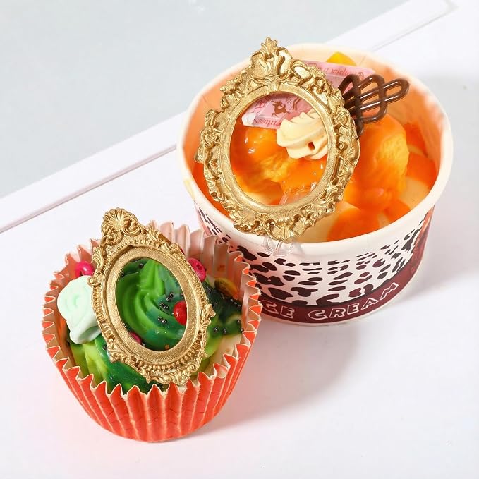 3 Pcs Photo Frame Silicone Molds, Vintage Picture Frame Fondant Molds Mini Baroque Style Air Dry Clay Resin Mold for Baking Chocolate Cupcake Topper Candy Donut Cake Decoration Craft Making