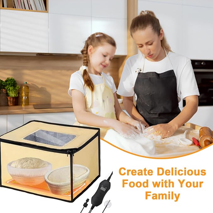 Bread Dough Proofer with Heater, Foldable Fermentation Chamber – with NTC Sensor, 50-113°F Thermostat Control for Sourdough Starters, Pizza Bases & Homemade Yoghurt Culturing