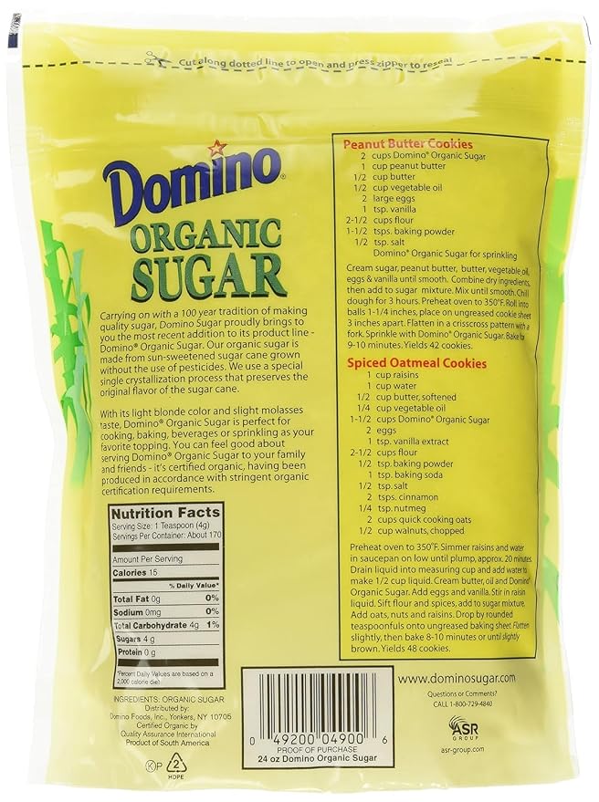 Domino Sugar, Certified Organic, 1.5-Pound Pouches (Pack of 12)