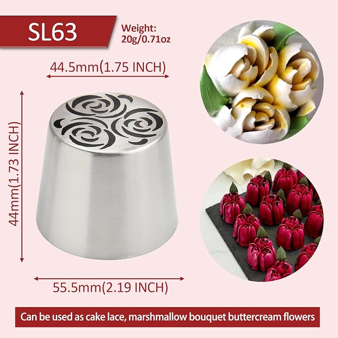 Extra Large Russian Piping Tips for Marshmallows Stainless Steel Flower Frosting Nozzles many styles Cake Decorating Baking tool for Buttercream, Cupcakes Cookies(SL63)