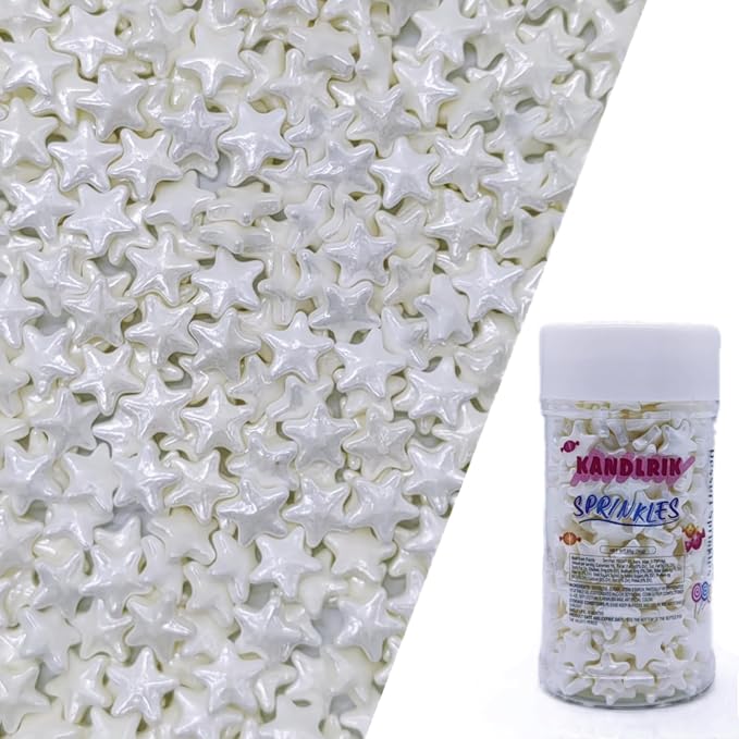 10mm White Sprinkles Edible Stars Cake Decorating Stars Cake Decorations Cupcake Toppers Cookie Decorating Perfect for Cakes,Cupcakes,Desserts Toppings 3OZ