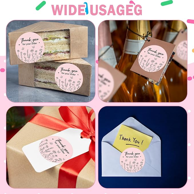 Louise Maelys 1.5 Inch Thank You for Your Order Stickers-500 pcs Thank You Stickers for Packaging Labels for Small Businesses and Small Shops
