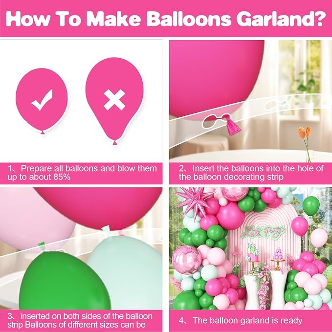 Pink Green Balloon Arch Garland Kit with Star Foil Balloons 4D Round Ball Balloons for Woodland Baby Shower Wedding Tropical Safari Birthday Party Decorations