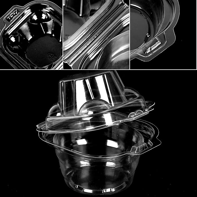 JarThenaAMCS 80 Pack Plastic Individual Cupcake Containers Clear Cupcake Boxes Holder Disposable Stackable Deep Dome Mini Cake Carriers for Cake Muffin Packaging