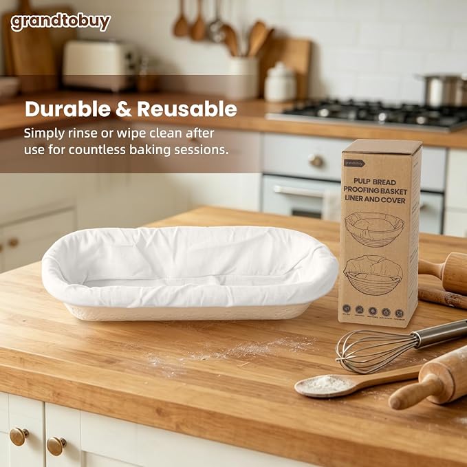 6 Pack Elastic Bread Proofing Basket Covers - Premium Linen & Cotton Liners for 15 inch Baguettes Sourdough Banneton, Non-Stick, Breathable Fermentation Cloth for Sourdough & Artisan Baking
