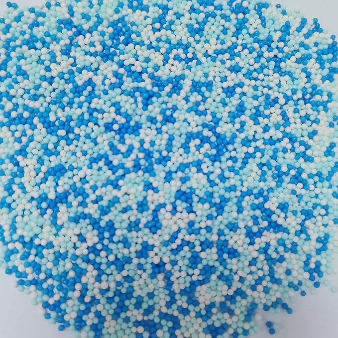Senchanting Blue and White Nonpareils Sprinkles for Cake Decorating, Edible Mini Light Blue Pearls Frozen Themed Baby Shower Sprinkles Cupcake, Ice Cream, Donuts, Macaron Toppings 120g/4.23oz
