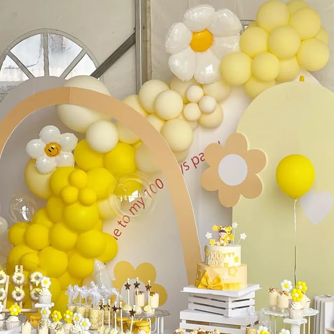 Voircoloria 130pcs Mustard Yellow Balloons Different Sizes 18" 12" 10" 5" Lemon Yellow Latex Balloon Garland Arch Kit for Birthday Baby Shower Graduation Wedding Gender Reveal Party Decorations