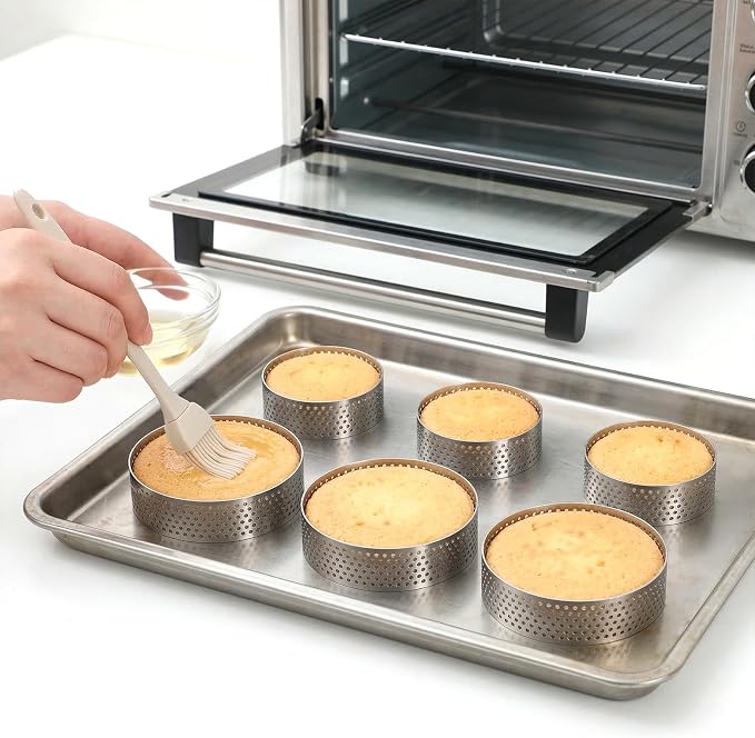 24 Pcs Tart Ring Round Stainless Steel 3.15 Inches and 2.36 Inches Perforated Tart Ring, Metal Pastry Mold Heat-Resistant Perforated Cake Mousse Rings Small Fruit Tarte Crust Tools for Baking
