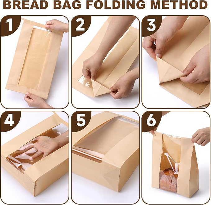 88 Pack Paper Bread Bags for Homemade Baking - Tin Tie Tab Lock Sourdough Bag, Large Loaf Packaging With Clear Window for Storage - 90 Label Seal Stickers for Bakery Use