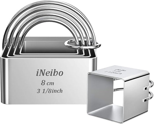 iNeibo Biscuit Cutter Set (5 Pcs/Set), Square Cookies Cutters with Handle, Professional Stainless Steel Pastry Dough Tools Metal Baking Tools Set
