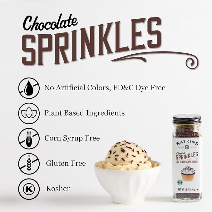 Watkins Chocolate Decorating Sprinkles, 3.5 Ounce, Pack of 3