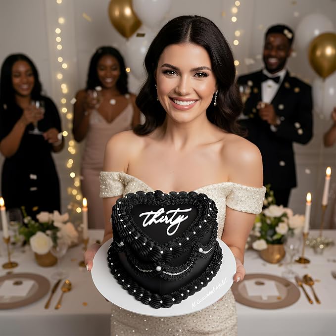 30th Birthday Cake Topper – Acrylic "Thirty" Cake Charm for Milestone Birthday, Dirty 30 Party Decorations for Him & Her (thirty white)