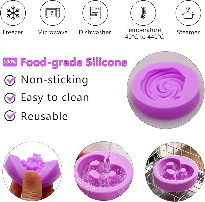 Cookie Chocolate Molds 5 Packs Donut Fondant Molds Waffle Cookie Cream Molds Oreo Baking Molds Silicone for Cake Decoration Cupcake Topper Candy Butter Sugar Craft Jelly Mousse Gum Paste Clay Resin