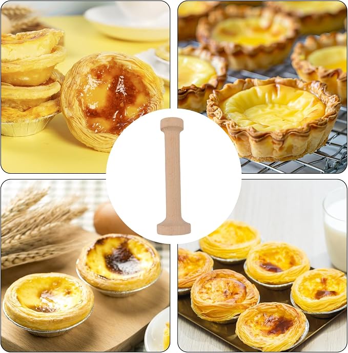 Wooden Tart Tamper,Double Side Pastry Dough Egg Tarts Pastry Tools DIY Cake Pastry Tools for Making Egg Tart, Pasta, Cheesecakes Dessert Kitchen Baking Tools (Model 2)