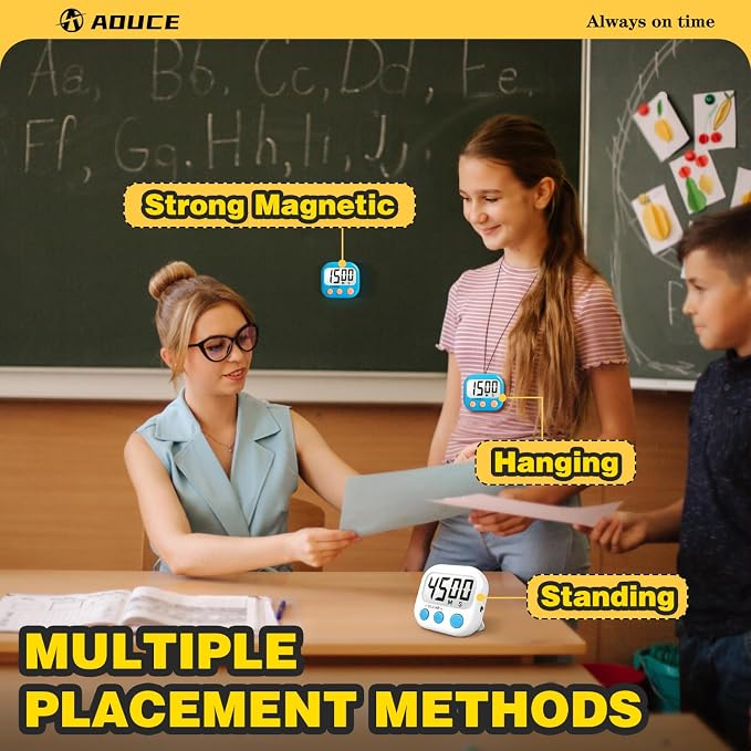 Classroom Timers for Teachers Kids Large Magnetic Digital Timer Teacher Supplies 2 Pack-Blue White