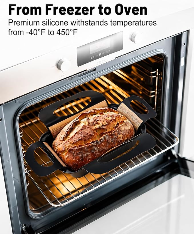 9x5 Loaf Pans for Baking Bread, 2-Pack Bread Loaf Pan Set with Silicone Bread Sling Liners, Nonstick Loaf Liners for Sourdough, Banana Bread, Homemade Bread