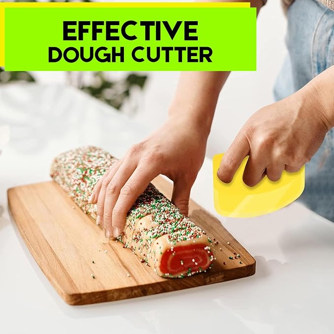 Hard Bench Scraper Dough Scraper - SURDOCA 5.31x3.64'' BPA Free PP Plastic Pastry Bread Baking Making Tools, Cake Bowl Pastry Baking Supplies Cake Dough Fondant Icing Smoother, Green+Pink+White