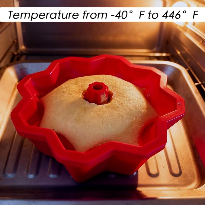 AVIDON 9.5inch Cake Pan, Fluted Tube Cake Pan for Cupcakes, Donuts, Muffins, 1 packs Non-stick Silicone Baking Molds (9.5 inch pan)
