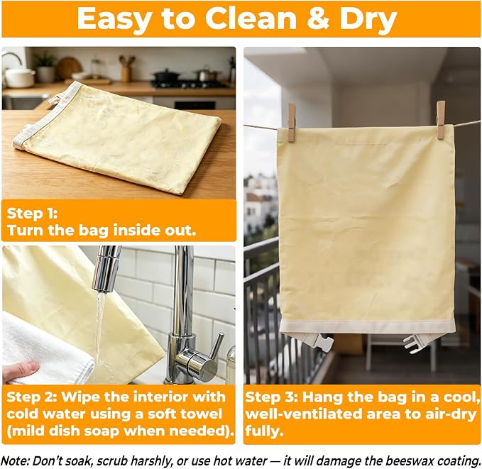 Beeswax Bread Bags for Sourdough & Homemade Bread, 2-Pack 17x13 Inches XL Reusable Bread Storage Bag, Keeps Loaves Fresh Longer, Freezer Safe, Gift for Bakers & Bread Lovers - Sustainable, Zero Waste