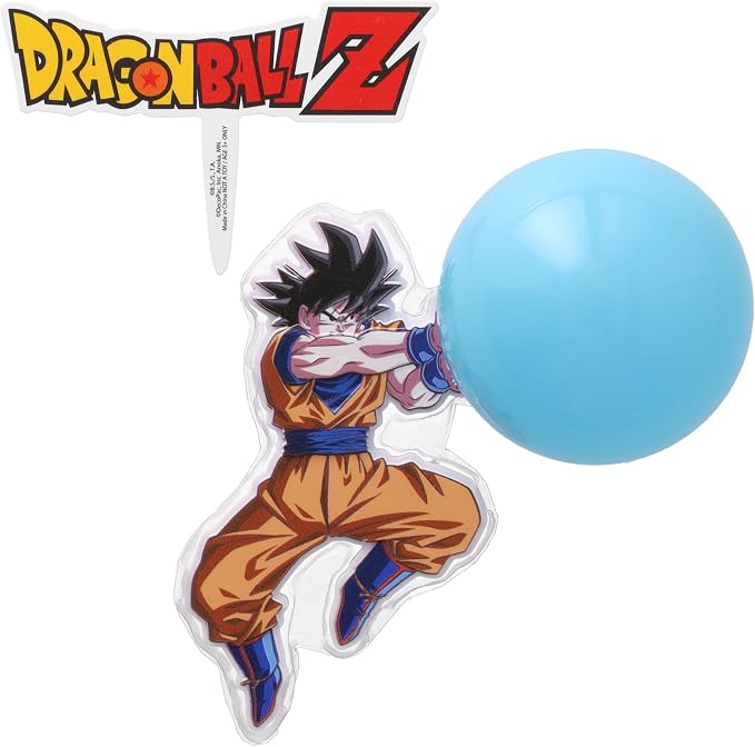 Dragon Ball Z Cake Topper | Light Up Goku & Spirit Blast Decoration With Pic | Ready To Use Birthday Cake Topper, Batteries Included - 2 Piece Set