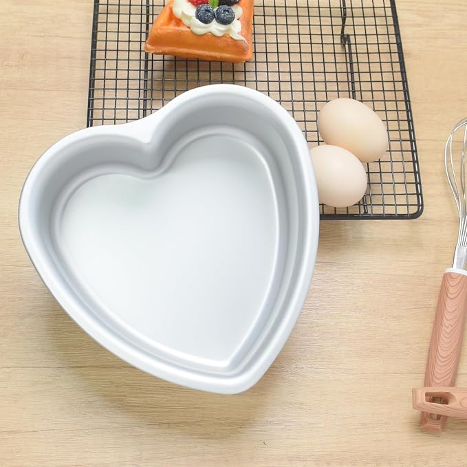 7 x 3 Inch Heart Shaped Cake Pans Set of 2, Aluminum Heart Cake Tin, Baking Cake Pan for Wedding, Party, Family Occasions, Chocolate, Bread. (Heart, 7 × 3 Inch Heart Cake Pan)