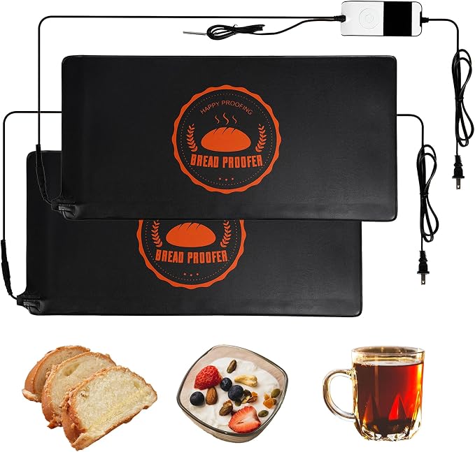 Bunmery Bread Proofing Mat 2 Pack, Sourdough Warming Mat, Sourdough Starter Warmer with Thermostat Temperature Control, Dough Proofer Heating mats for Home Kitchen Baking Food(10.6" x 21.6")