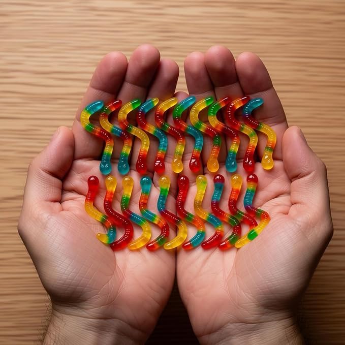 4Pcs Gummy Candy Molds - Silicone Gummy Worm Molds with 2Pcs Dropper,Non-stick and Bpa Free for Candy Chocolate Gummies Baking