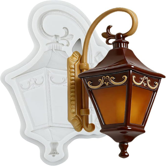 European Vintage Wall Light Silicone Mold Street Lamp Fondant Molds for Cake Decorating Cupcake Topper Chocolate Candy Polymer Clay Gum Paste