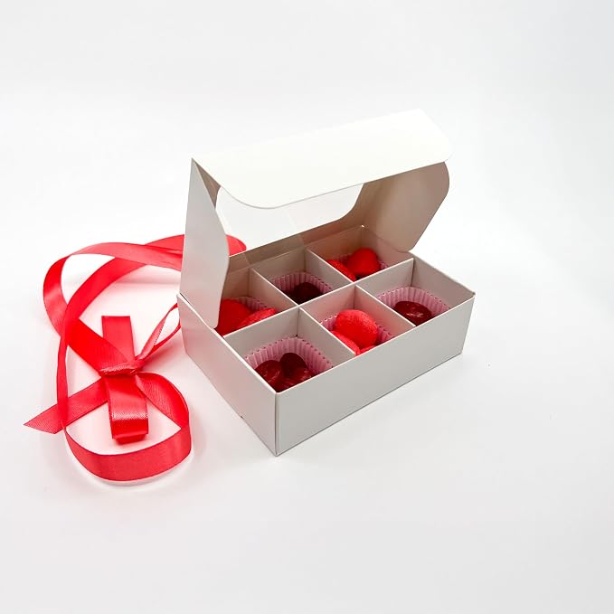Treat Boxes - 20 ct 5 x 3.5 x 1.57 in Bakery Boxes with Windows and Dividers for Candy, Cookies, Cupcakes, or Bakery Desserts - Chocolate, Treats, and Baked Goods Packaging for Gifting