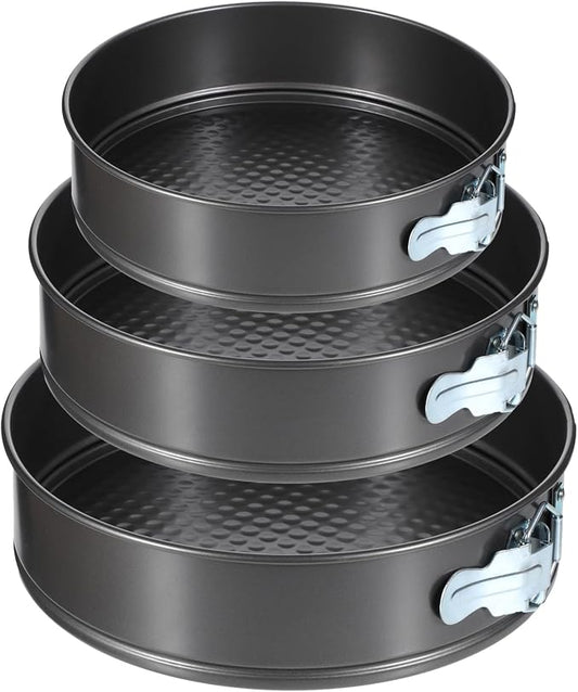 3 Pack 7.8", 8.5", 9.5" Removable Springform Cake Pan, Round Nonstick Cheesecake Pan, Cake Pans Molds with Leakproof Bottom Removable for Baking Cheesecakes, Pie, Pizza and Quiches