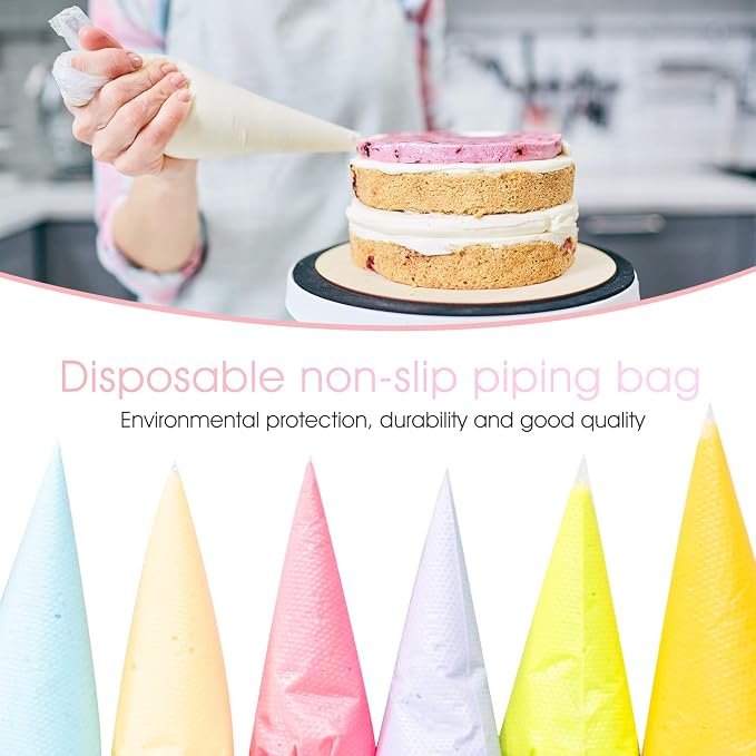 VolksRose 100Pcs Disposable Piping Bags, 16 inch Anti Burst and Non-Slip Pastry Bags, Thicken Cake Decorating Bags Icing Piping Bags for Cake Cupcakes Cookies Frosting, White
