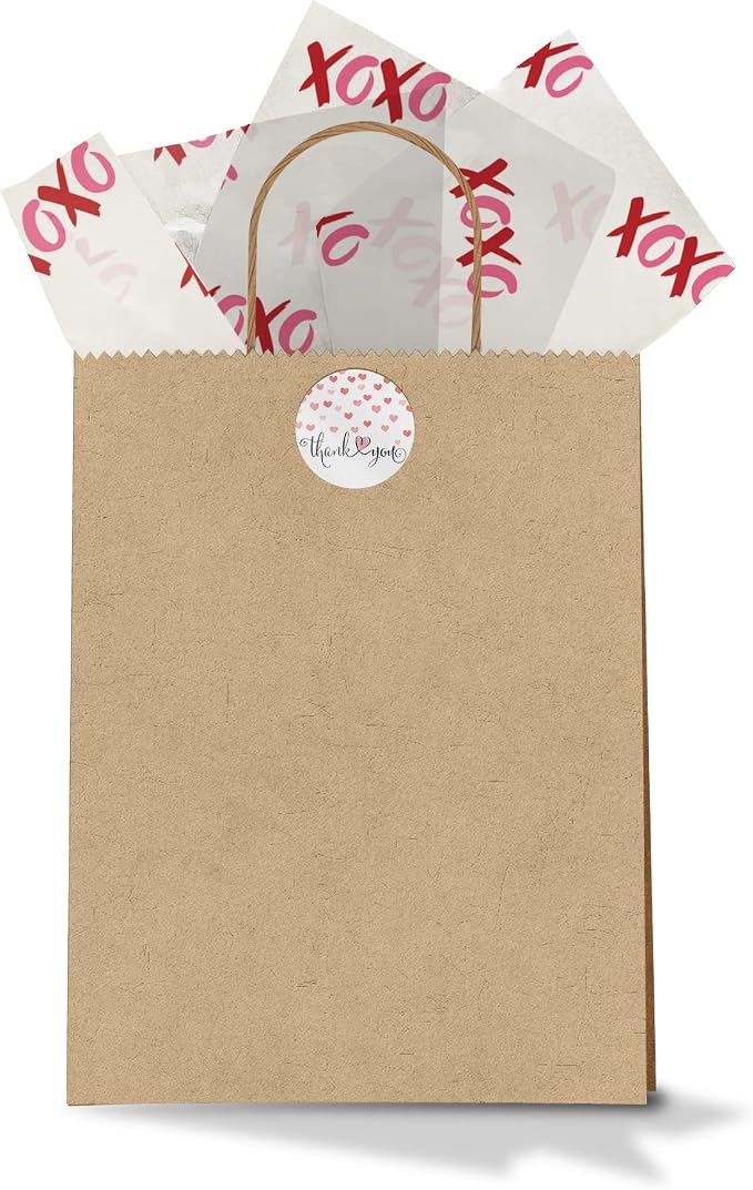 1.5 Inch Round 500 Count Valentine's Day Perforated Roll Stickers - Thank You Labels for Favors - Packing Thank You Stickers for Small Business Store Owners