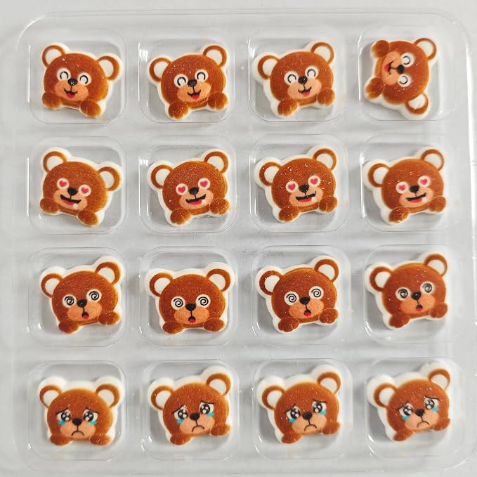 Edible 16 pieces Bear cake decorations, Bears cupcake toppers, perfect Icing Cookies decro for Valentine's Day Birthday Halloween Thanksgiving Christmas party Team Dinner