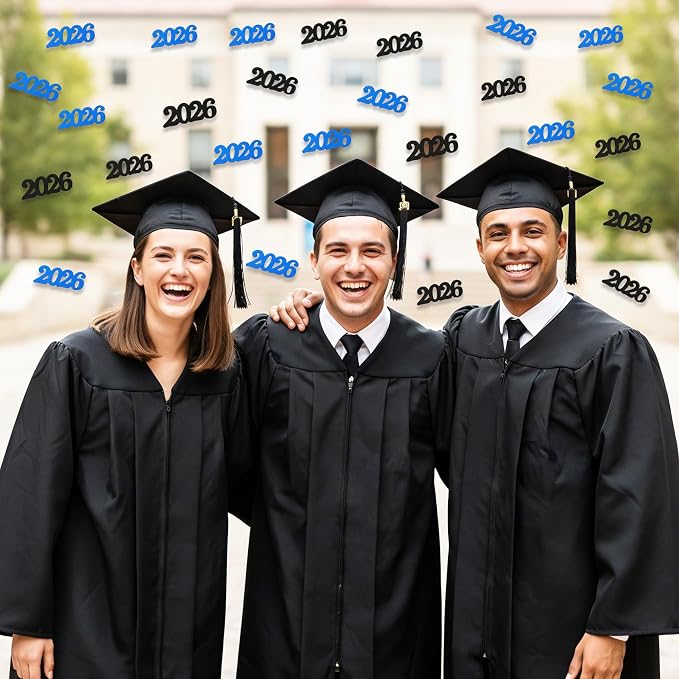 Graduation Confetti 2026, Congrats Grad Confetti Class of 2026, 60g Blue Black Glitter Graduation Table Centerpiece for Graduation Party Decorations Senior High School Celebration Party Supplies