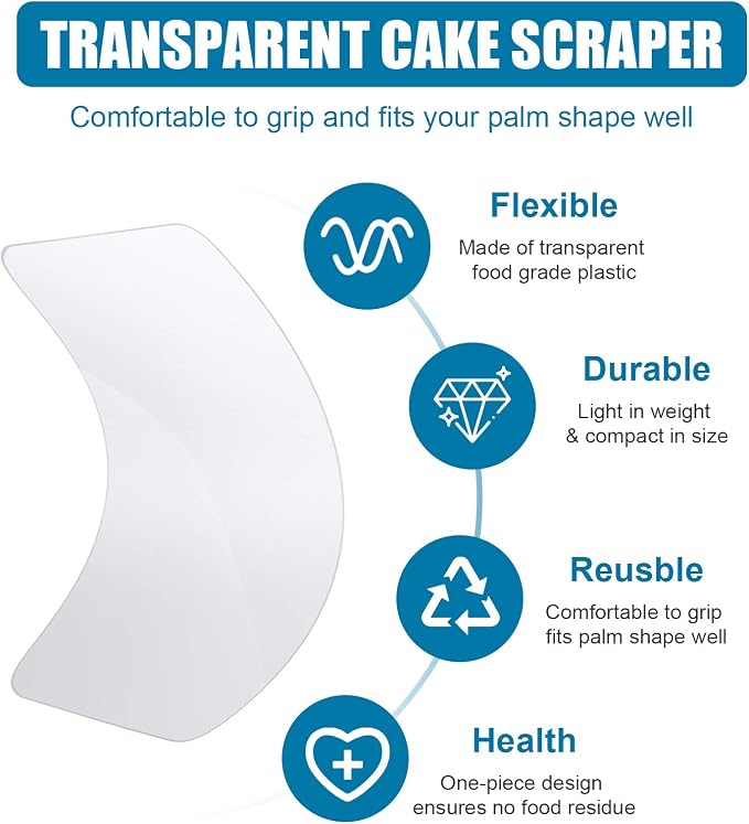 Patelai 15 Pieces Transparent Cake Cream Scraper Flexible Plastic Cake Scraper Smoother Pastry Spatula for Bread Pastry Decorating Supplies DIY Kitchen Bakery Baking Tool