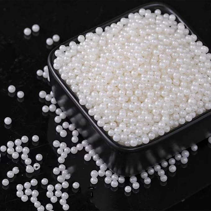 PhilaeEC White Pearls 4mm Size Sprinkles for Cake Decoration Edible Candy Baking Cookie Cupcake Toppers Wedding Party Valentines Halloween Christmas Supplies 3.88oz