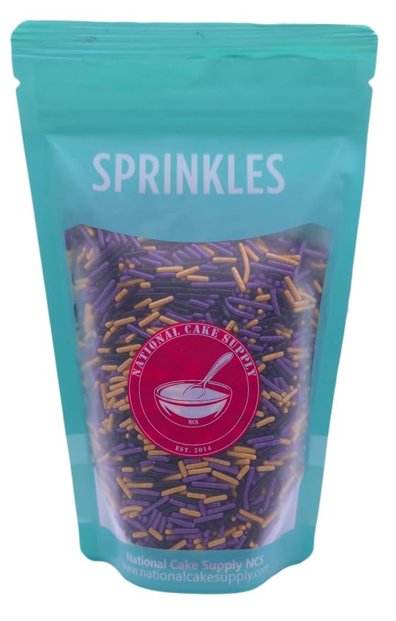 NCS Pearlized Purple, Black & Gold Jimmies Edible Sprinkles – Cupcake, Cake & Cookie Decorations, 7 oz