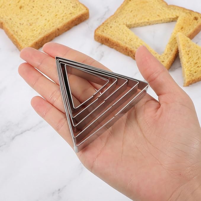 5 Pcs Triangle Cookie Cutter Set, Stainless Steel Triangle Cookie Cutter | Fondant Biscuit Sandwich Cheese Cutter TriangleShapes Molds Pastry Mold Bakeware Tools