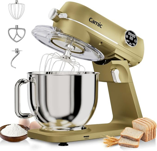 8.45 QT All Metal Stand Mixer,10 Speed Large Capacity Kitchen Mixer with Digital Timer & Tilt-Head, Electric Mixer with Whisk Dough Hook Mixing Beater for Baking,Cakes,Cookie,Bread,Salad (Champagne)