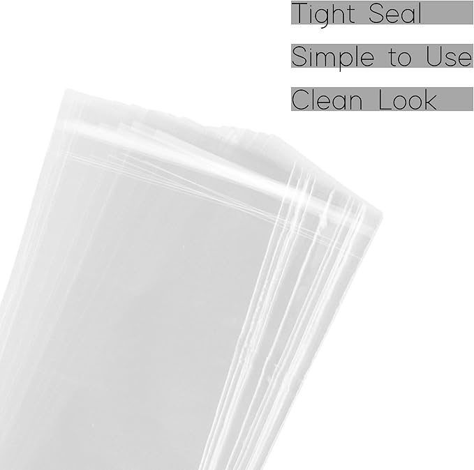 Clear Self Sealing Cellophane Bags 2" x 10" Cookie Bags 100 Pack for Bakery, Cookies, Pretzel, Gifts and Treats (2"x10")