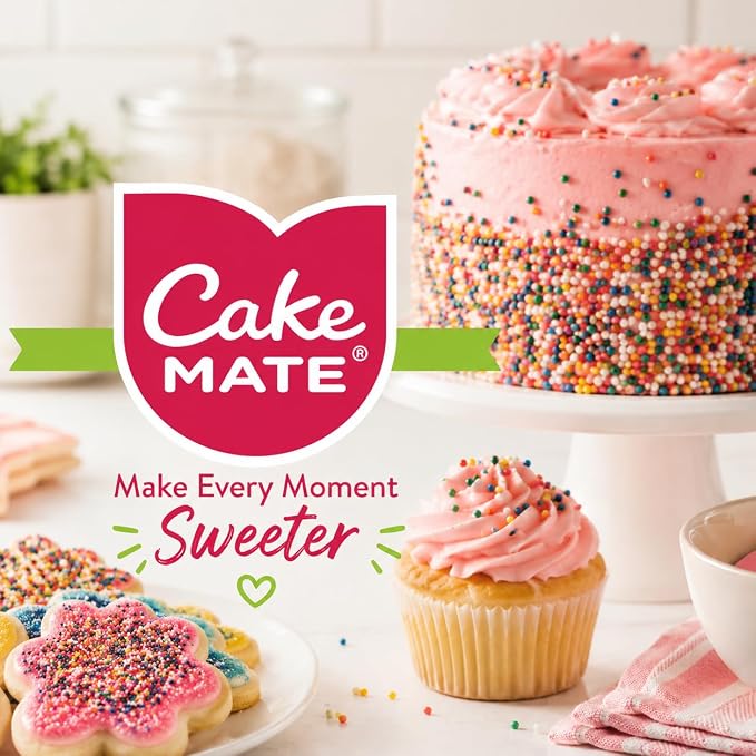 Cake Mate Rainbow Nonpareils Hard Sprinkles for Dot Cakes, Tub with Resealable Lid, 7 oz, Vibrant Round Dot Sprinkles for Decorating Cakes, Cupcakes & Cookies