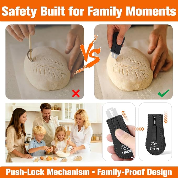 Bread Lame Dough Scoring Tool, Extractable & Magnetic Bread Scoring Tool with 6 Razor Blades
