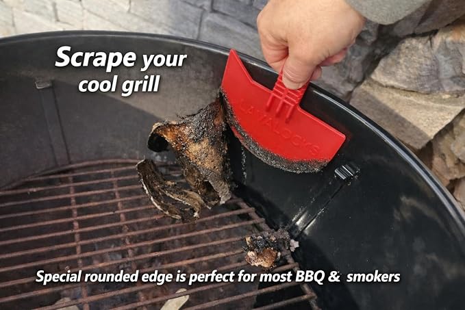 LavaLock Smok-n-Scrape Grill and Smoker Scraper, Residue Remover Cleaning Tool for Weber Kettle, Weber Smokey Mountain, UDS, WSM (Red Smoke-n-Scrape)