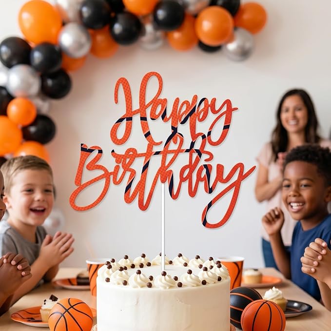Happy Birthday Cake Toppers, Basketball Cake Decorations for Boys Girls Men Women Birthday Anniversary Party Decor Supplies